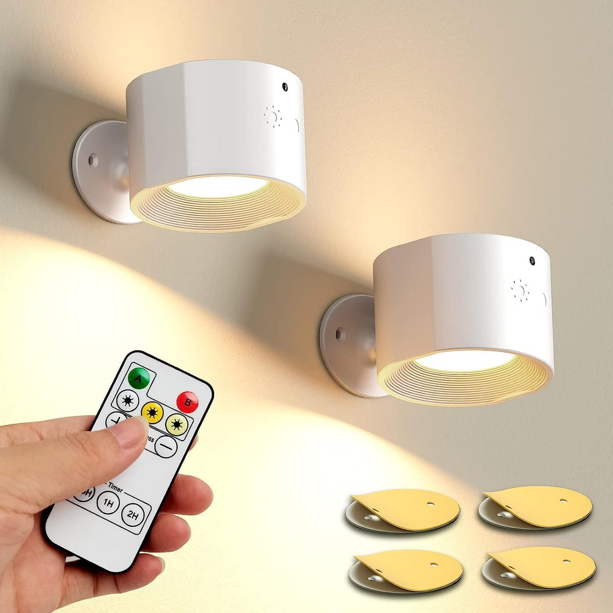 Drahtlose LED-Wandlampe - 360-Grad-Bewegung Lesewandlampe für Schlafzimmer, Wohnzimmer, Studio