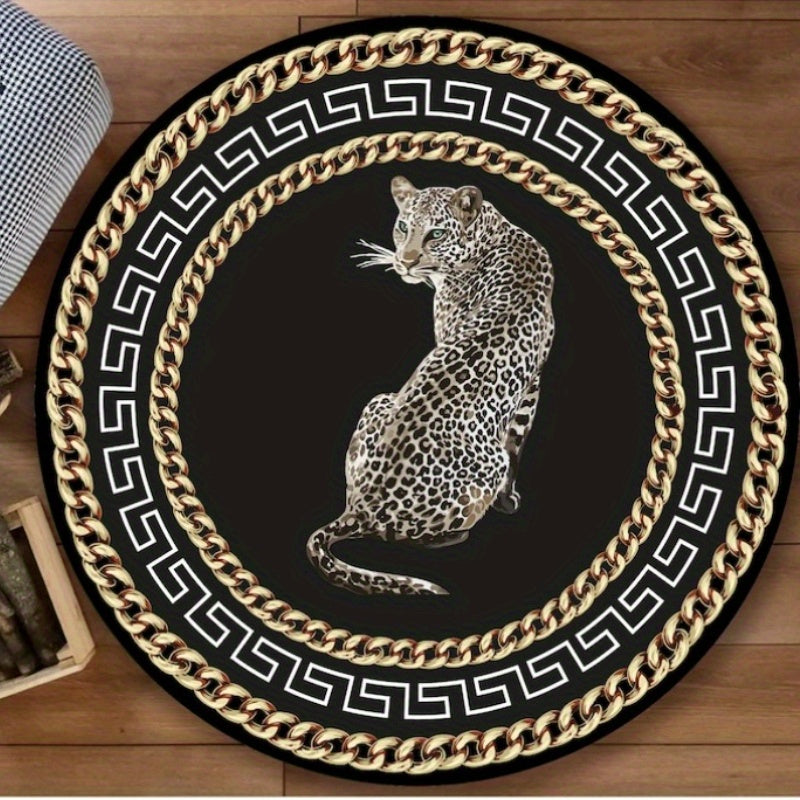 Runder Teppich im Leoparden-Design