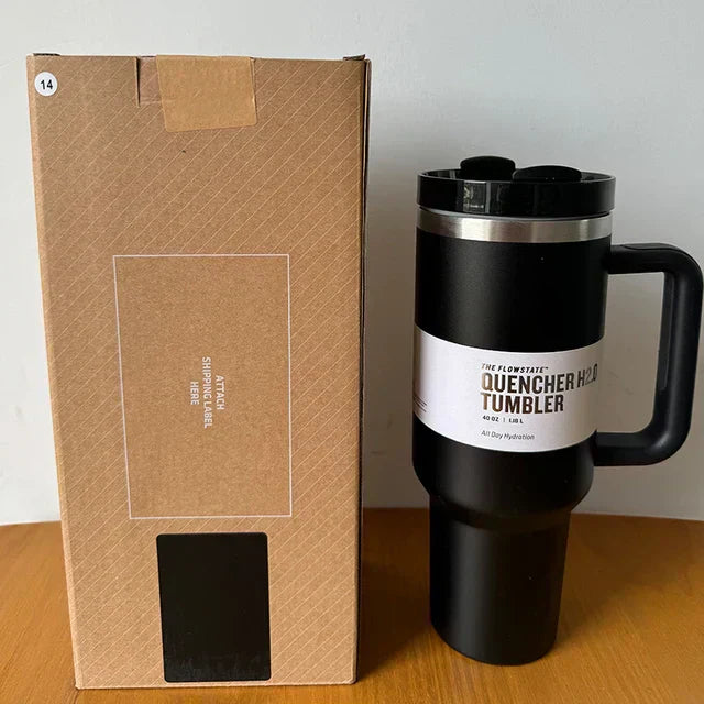 40 Oz Isolierter Edelstahl Reisebecher mit Henkel, Auslaufsicherem Deckel & Strohhalm