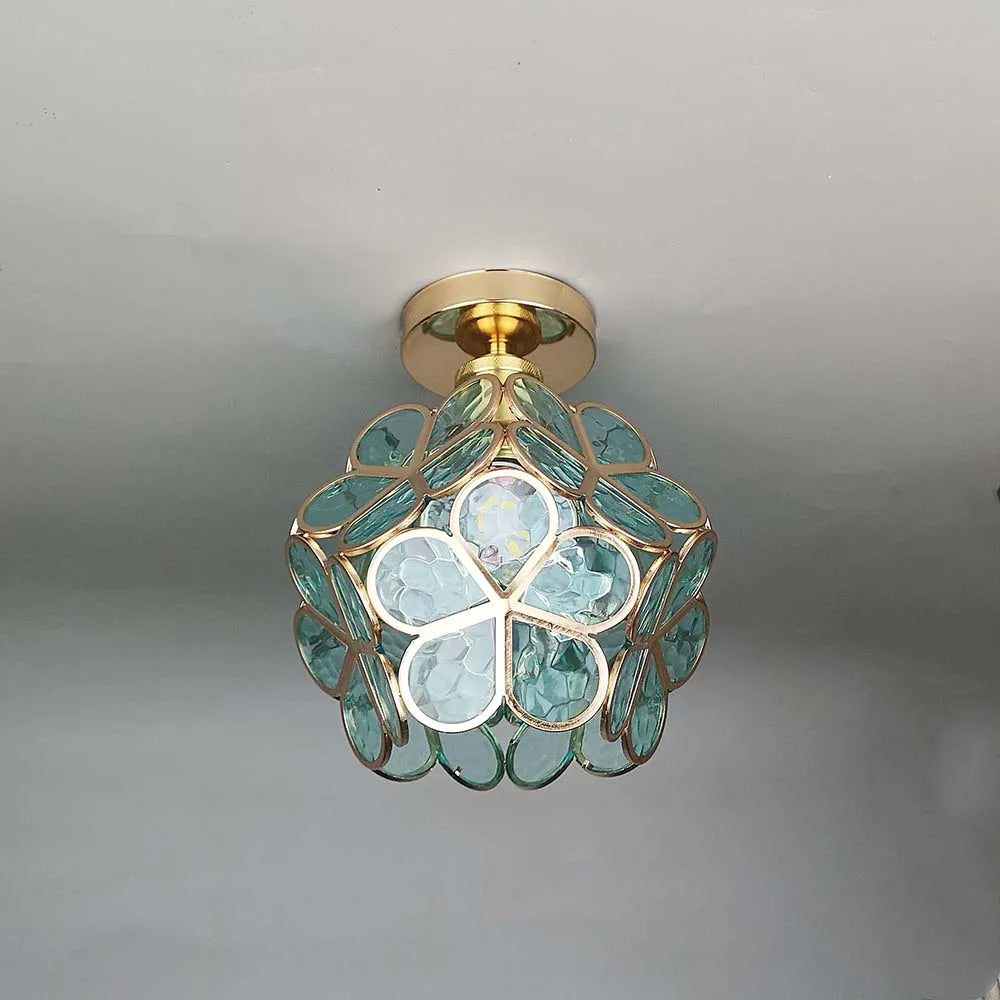 Glas-Deckenleuchte im Blumenstil - Elegante Lampe für den Eingangsbereich
