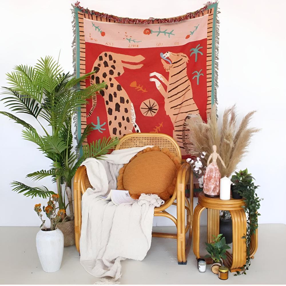 Leopard gewebte Quasten-Decke