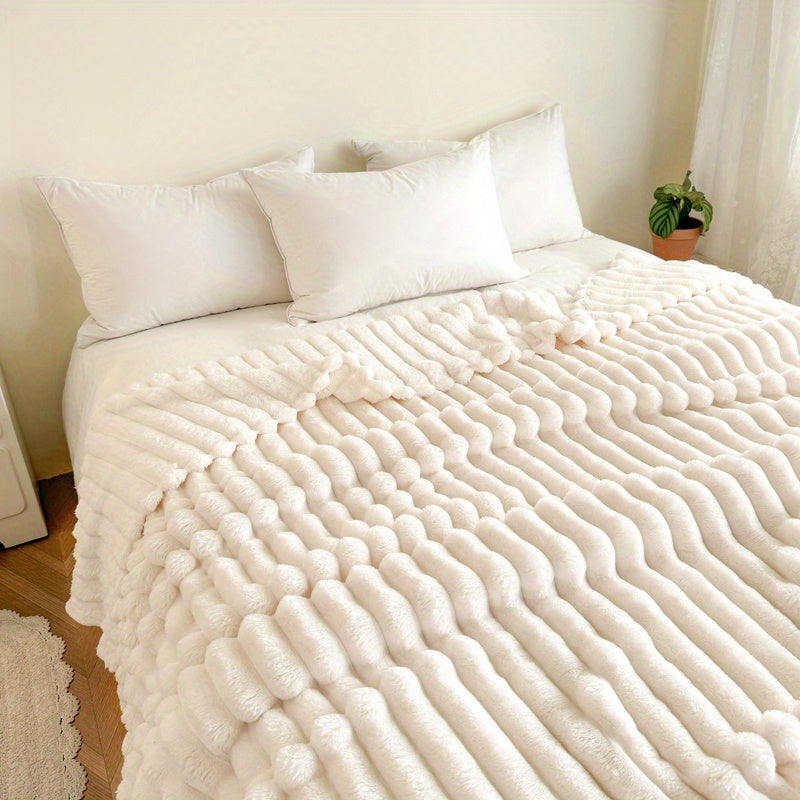 Gemütliche Gestreifte Flanell-Decke - Weich, Warm & Leicht für Sofa, Bett, Büro und Reisen - Vielseitiges Ganzjahresgeschenk
