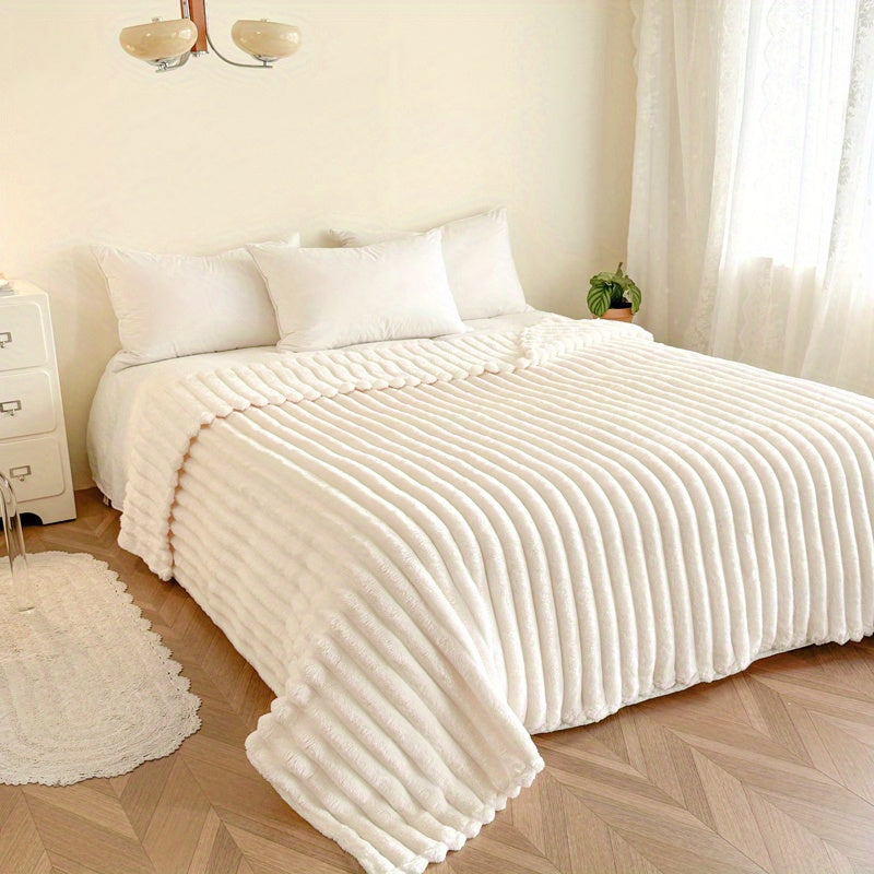 Gemütliche Gestreifte Flanell-Decke - Weich, Warm & Leicht für Sofa, Bett, Büro und Reisen - Vielseitiges Ganzjahresgeschenk