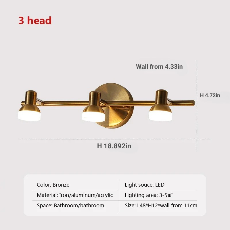 Drehbare Vintage LED Wandlampe Spiegel Leuchte 2-3 Köpfe