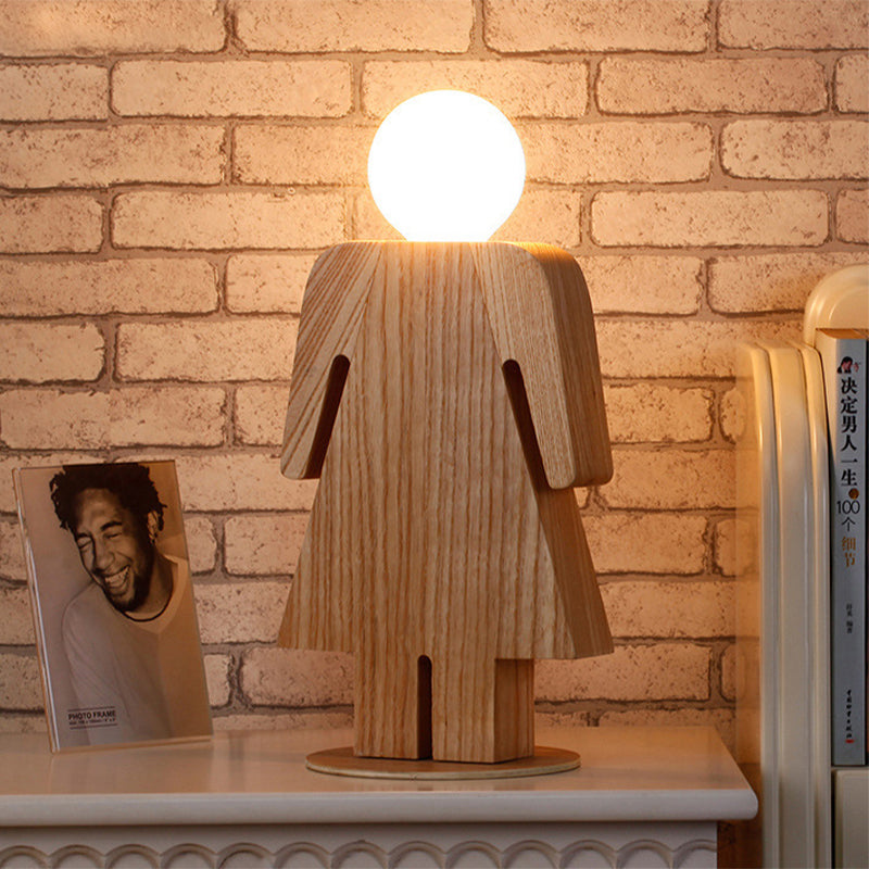People Study Room Desk Licht Holz 1 Kopf Modern Plug-In Schreibtischlampe in Beige