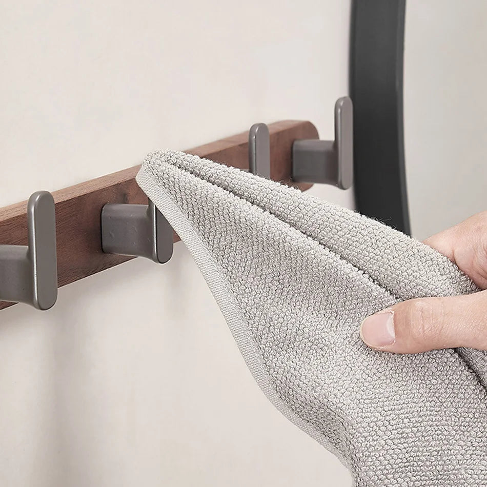 Walnuss Holz Aluminium 3-5 Reihen Wandhaken Badezimmer Handtuchhalter