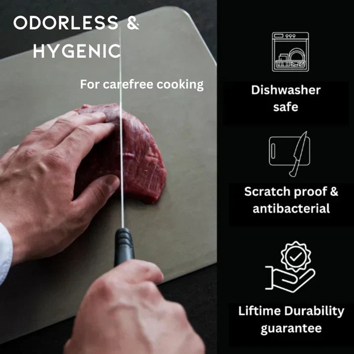 TitanEdge – 100% Edelstahl Antibakterielle Schneidebrett für hygienisches und langlebiges Kochen