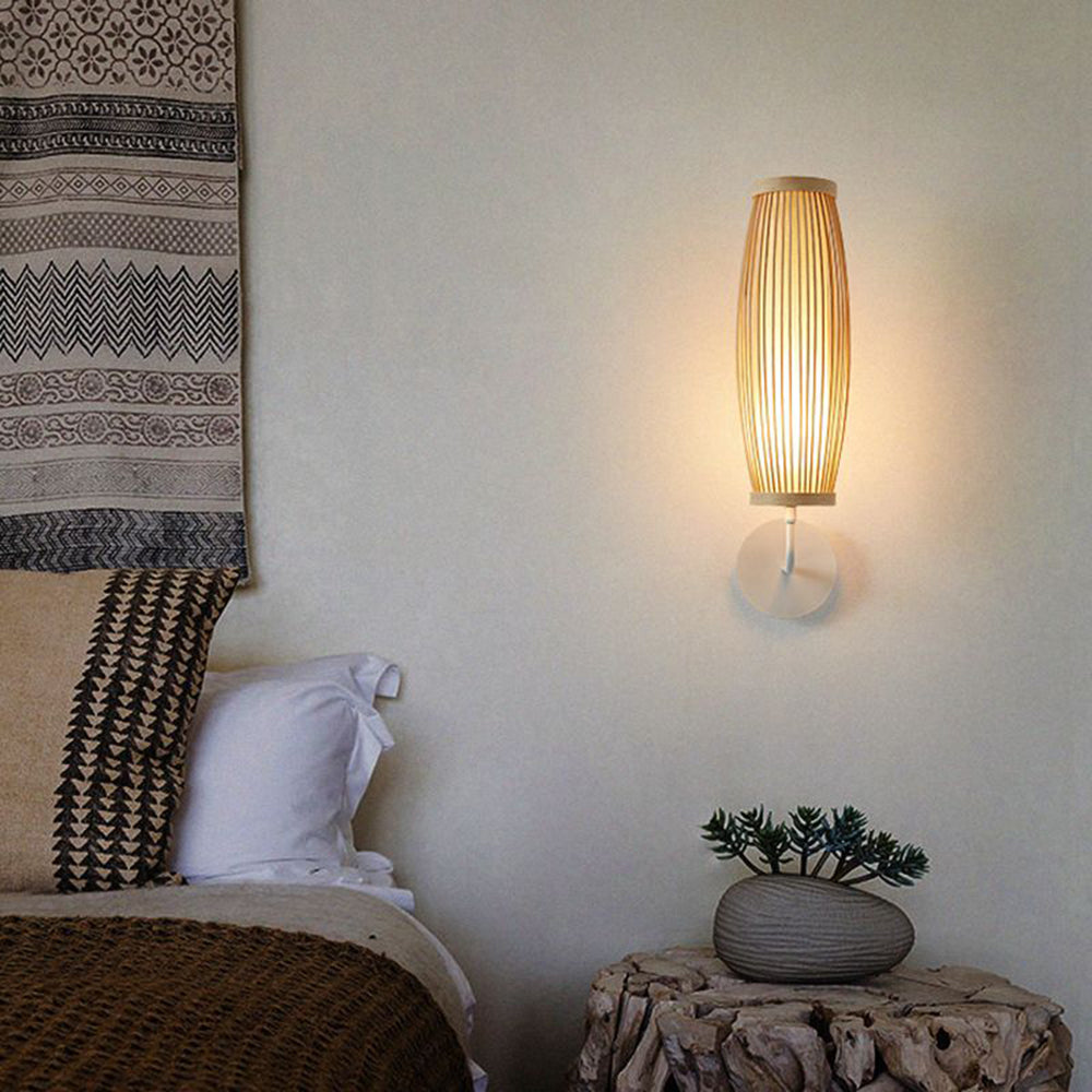 Muto Japanische LED-Wandleuchte – Innenbereich – Schlafzimmer/Wohnzimmer – Bambus