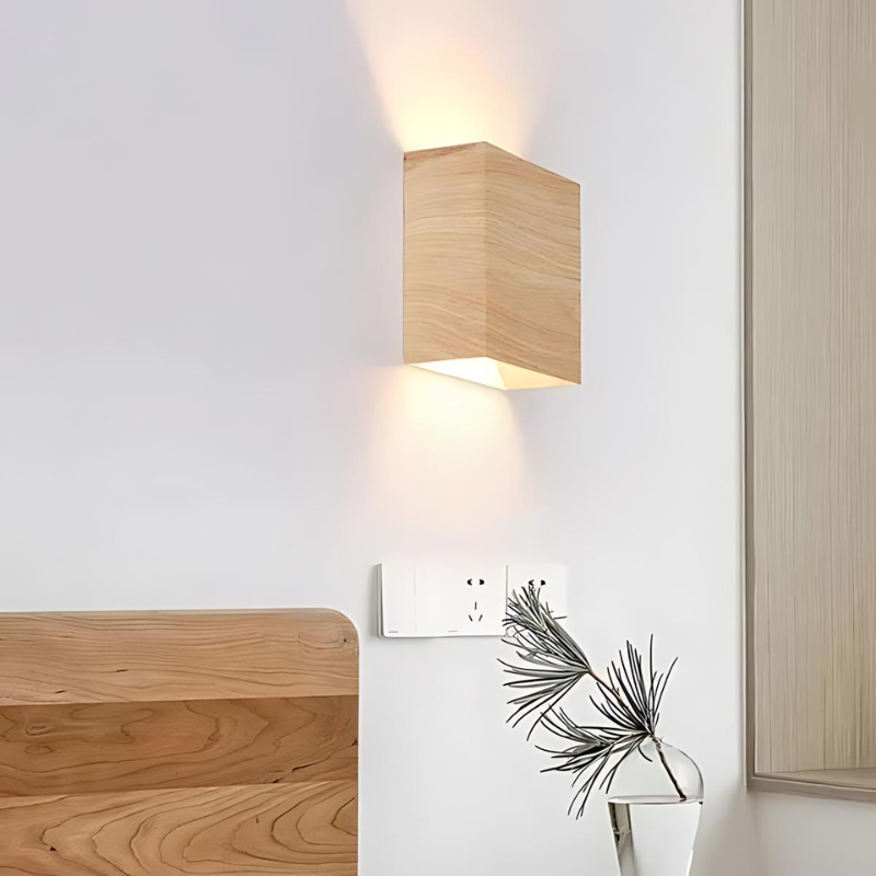 Nordic Wood Wandlampe mit warmem LED für Wohn- und Bürodekor