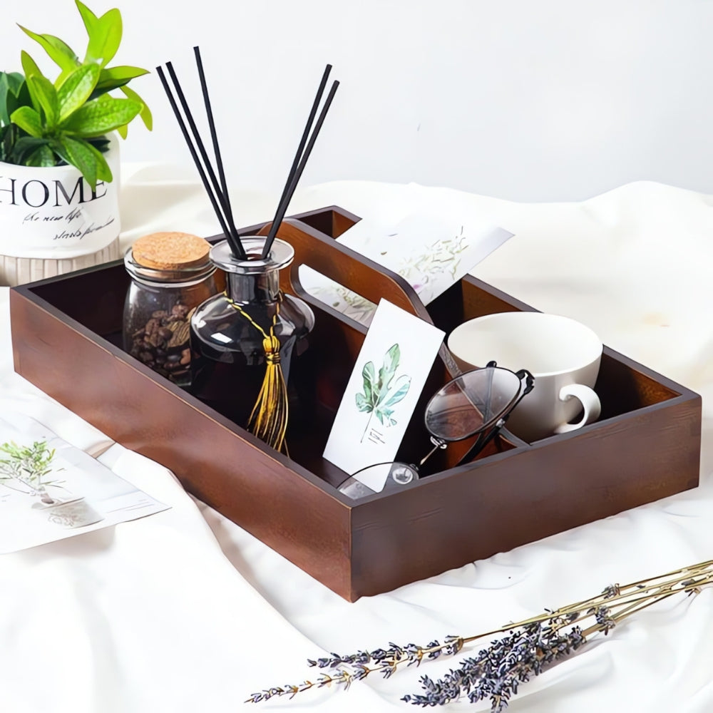 Zeitloser Vintage Holz-Organizer-Tablett