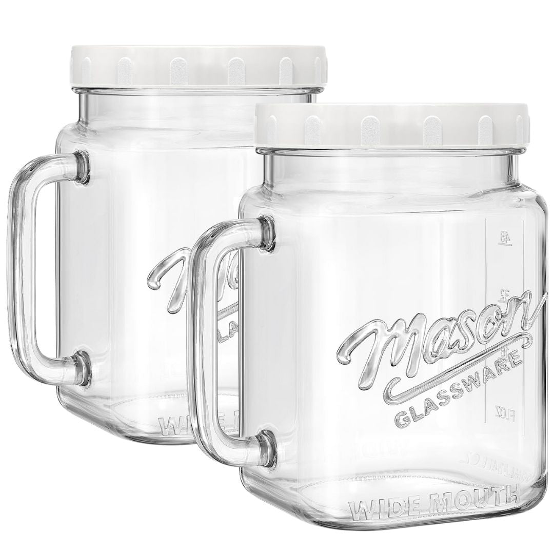 2 Stk 74 Oz Super Große Einmachgläser Mit Glasgriff & Schraubdeckel
