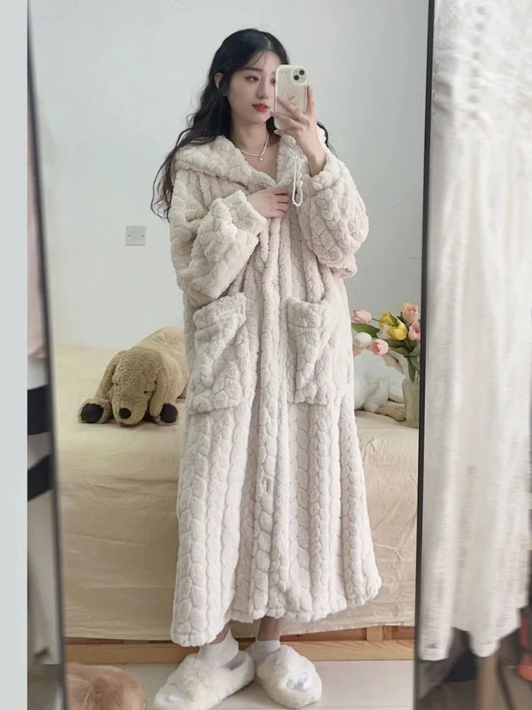Sherpa-Fleece Kapuzenbademantel