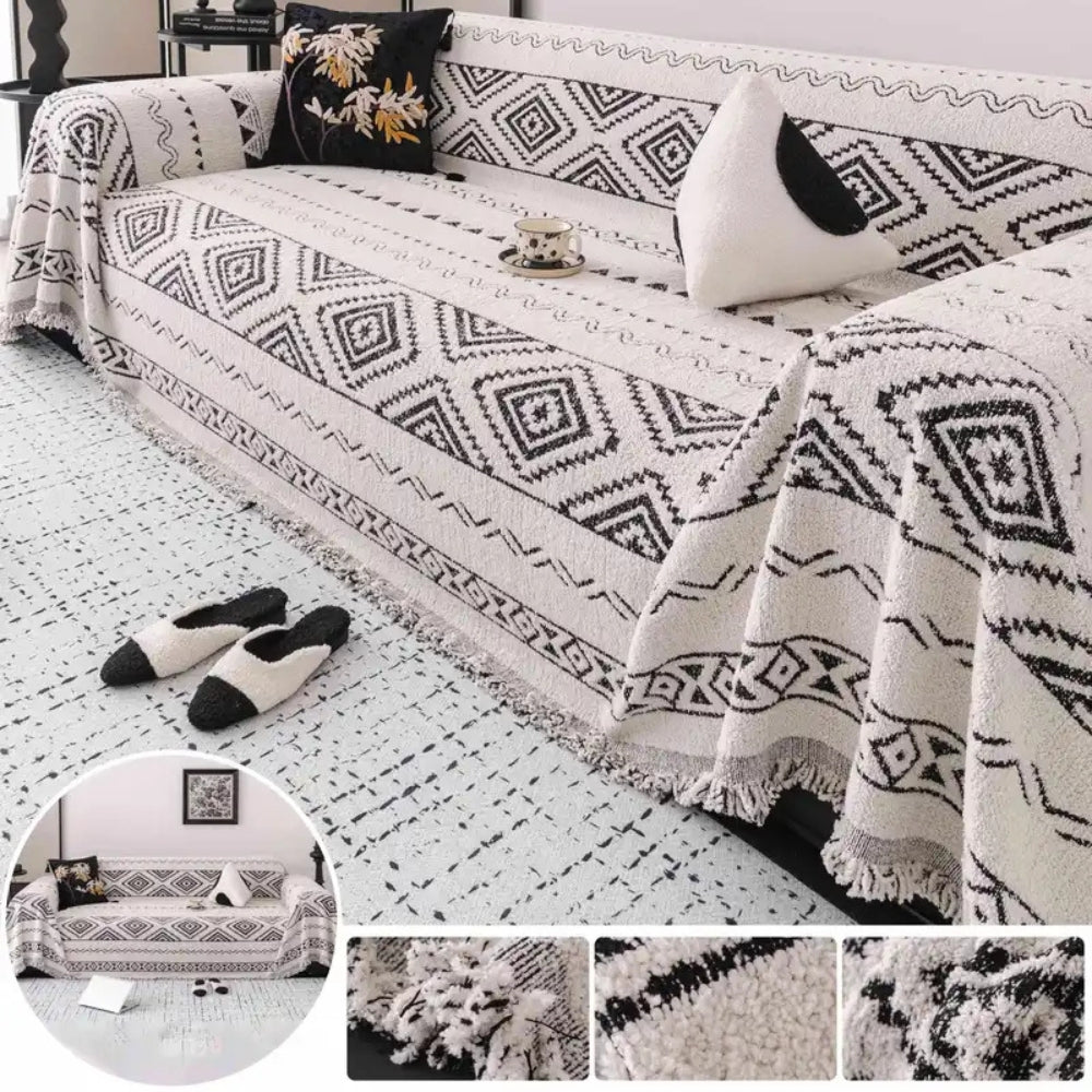 Geometrische Boho Sofabezug Decke