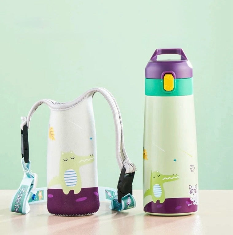 500ml Kinder Edelstahl Strohhalm Thermobecher mit Etui