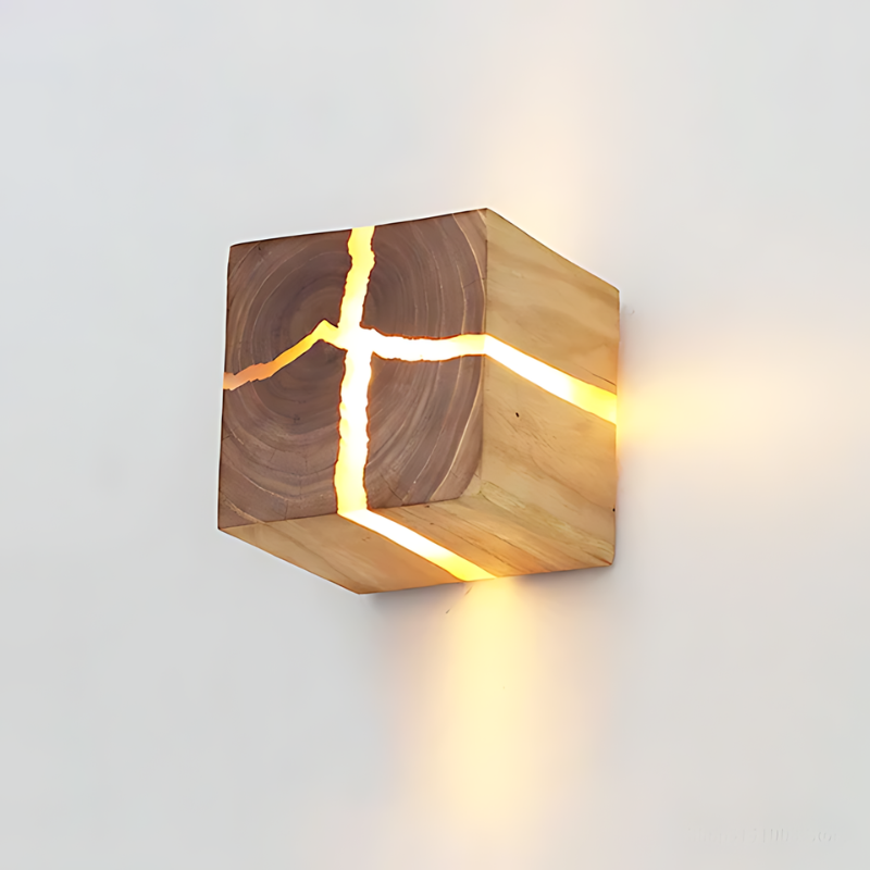 Massivholz Wandlampe - Handgefertigte rustikale Beleuchtung für Zuhause und Büro