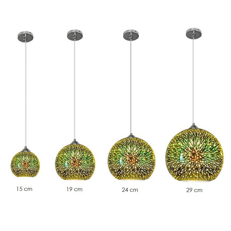 Moderne Kreative 3D Farbige Feuerwerk Glas 1-Licht Kuppel Hängelampe