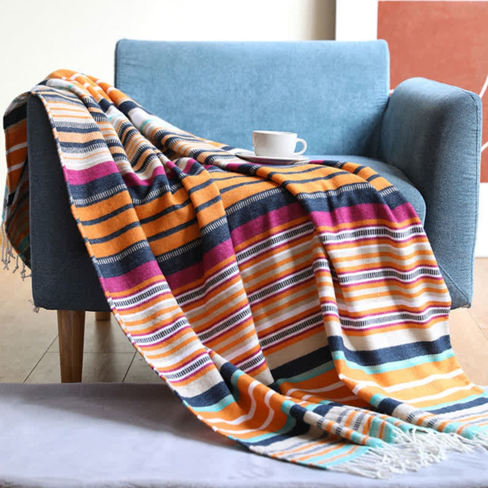 Regenbogen gestreiftes Quasten-Decke