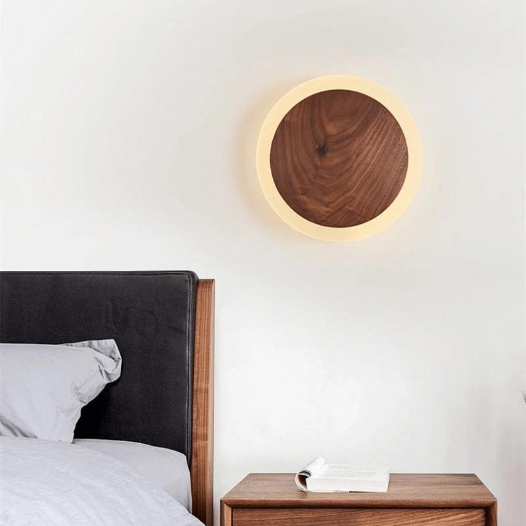 Nordic Walnut LED Wandleuchte - Moderne Holz Akzentbeleuchtung