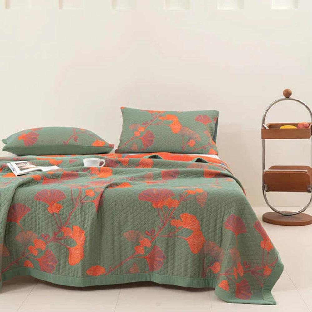 Ginkgo Orange Leaf Floral Pattern Decke