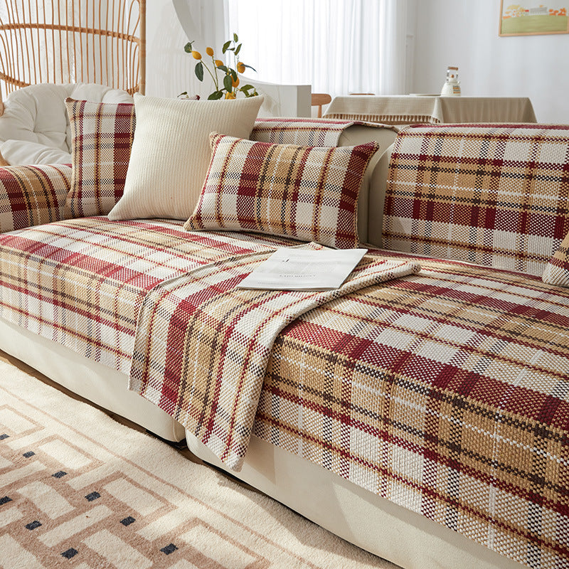 Baumwoll-Leinen-Webung Schottisches Plaid Sofa-Couchbezug