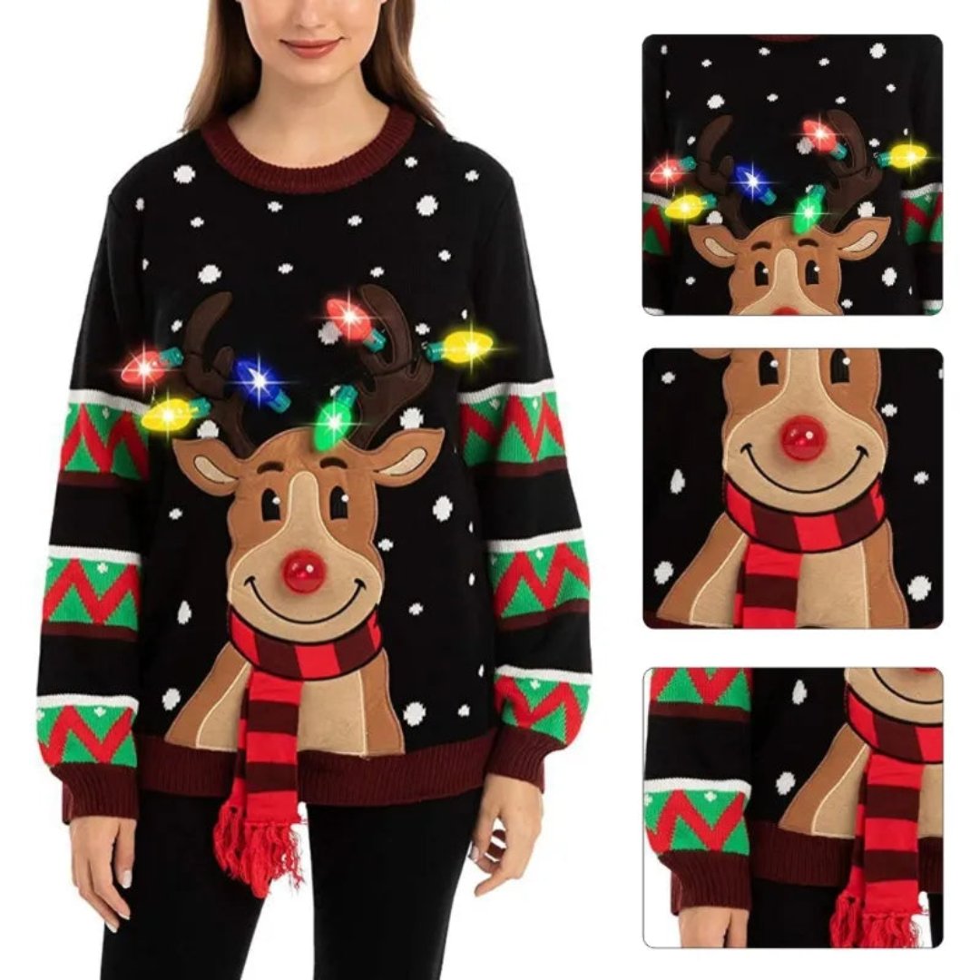 Garduru - Weihnachtspullover mit LED & Rentier-Motiv für die Feiertage