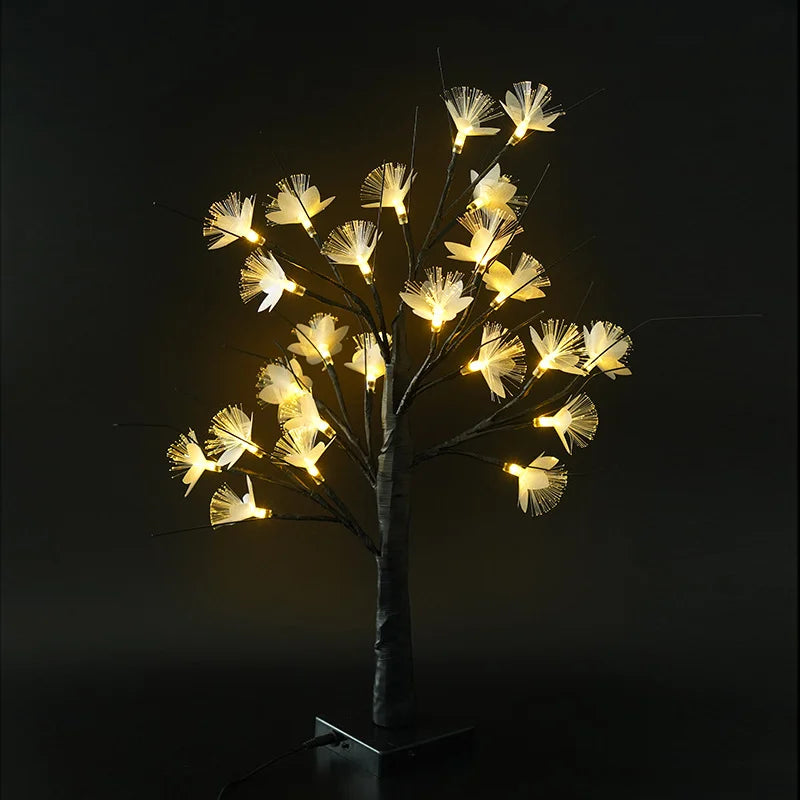 Tischlampe aus Blumenbaum mit Glasfaser - Weiß