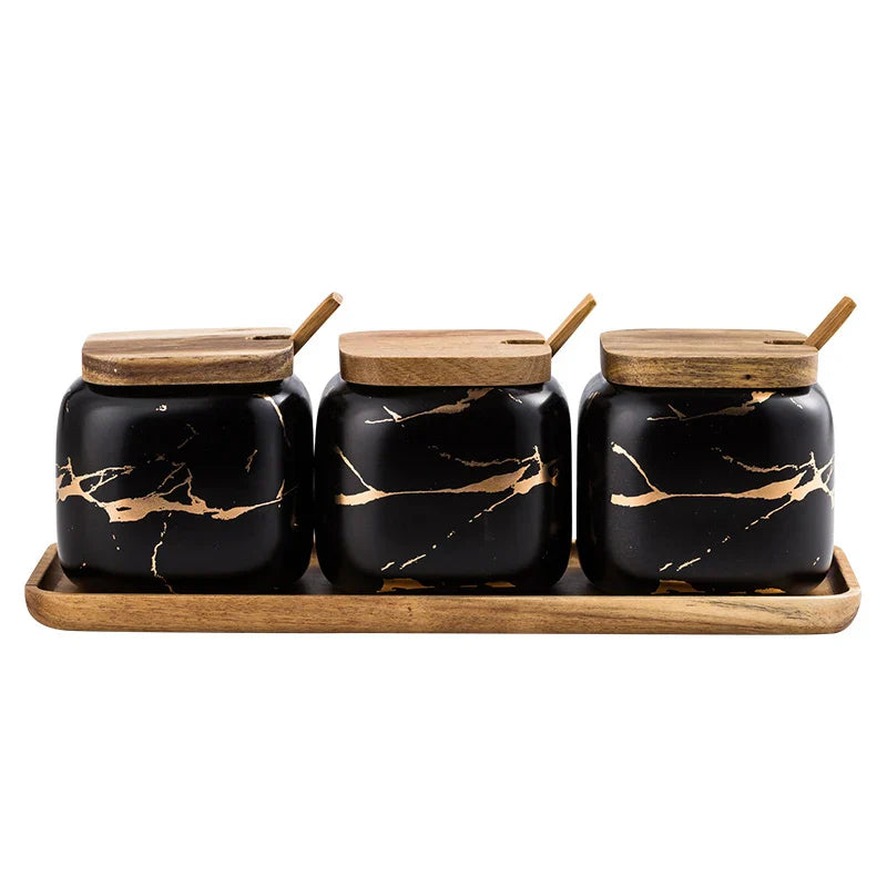 Garduru - Künstlerische Kräuterbehälter Set (3er) aus Hochwertiger Keramik für Salz, Zucker & Gewürze