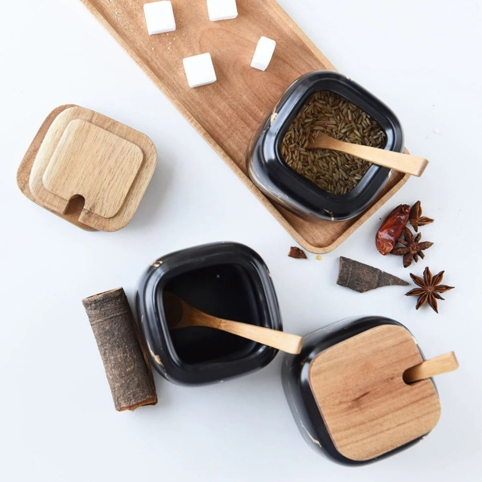 Garduru - Künstlerische Kräuterbehälter Set (3er) aus Hochwertiger Keramik für Salz, Zucker & Gewürze
