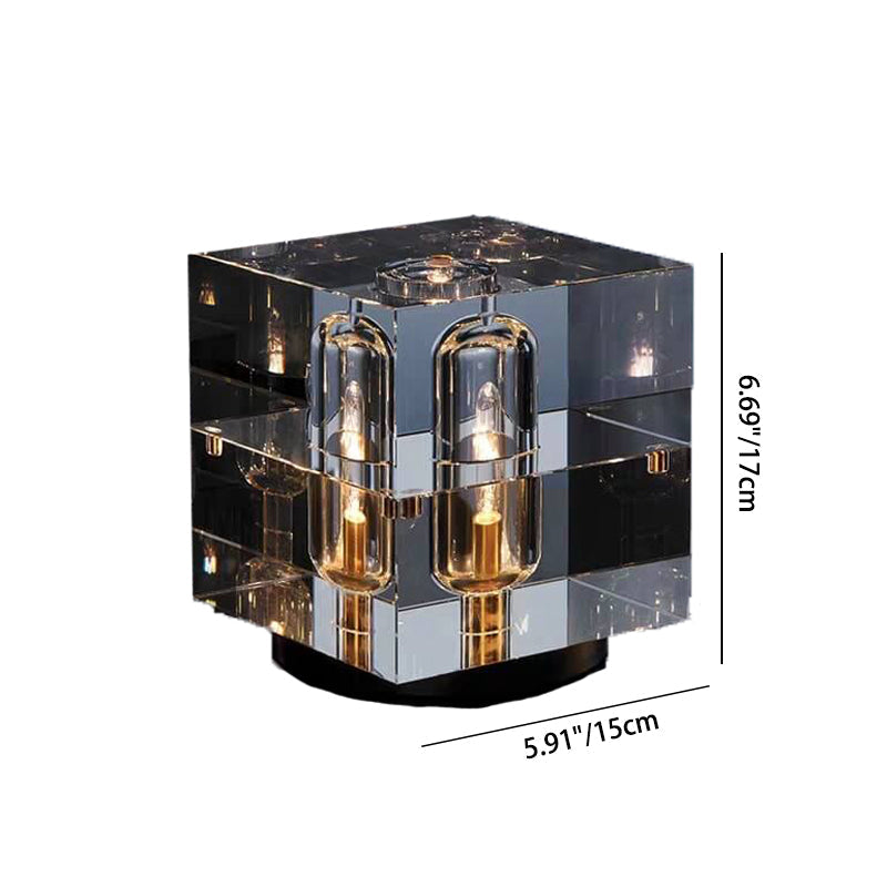Garduru Kristall Tischlampe | Geometrisches Design | Rechteckig oder Quadratisch | 1-flammig