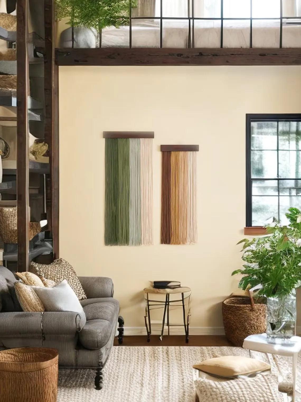 2 Stk Makramee Wandbehang Tapisserie Ornament │ Textil Wandkunst für Boho Zuhause Regal Dekor