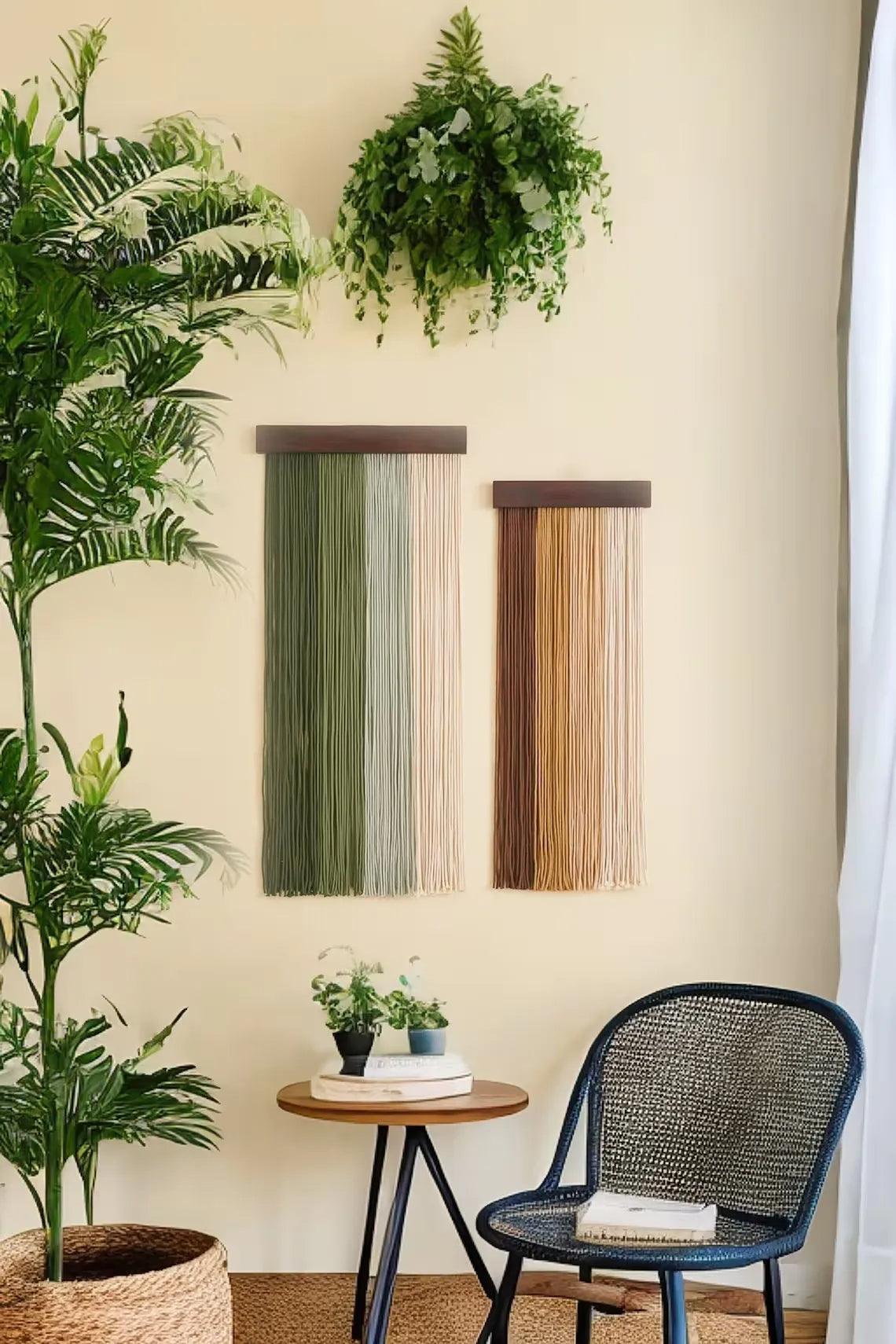 2 Stk Makramee Wandbehang Tapisserie Ornament │ Textil Wandkunst für Boho Zuhause Regal Dekor