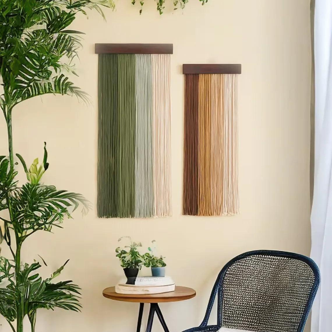 2 Stk Makramee Wandbehang Tapisserie Ornament │ Textil Wandkunst für Boho Zuhause Regal Dekor