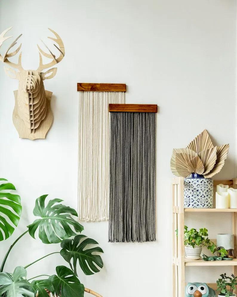 2 Stk Makramee Wandbehang Tapisserie Ornament │ Textil Wandkunst für Boho Zuhause Regal Dekor