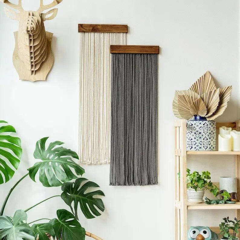 2 Stk Makramee Wandbehang Tapisserie Ornament │ Textil Wandkunst für Boho Zuhause Regal Dekor