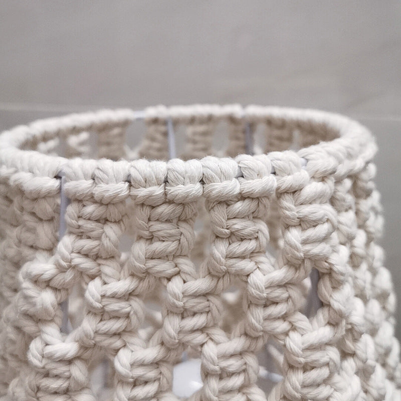 Handgefertigte Kegel Schlafzimmer Nachttischlampe Landsitz Seil 1-Lampe Gelbe Nachttischlampe mit Holzbasis