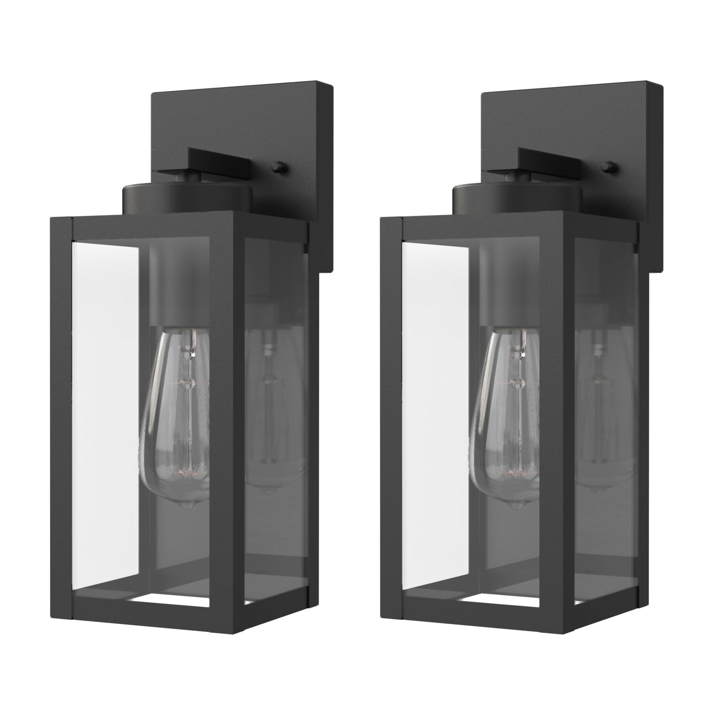 BRUCE Außenwandleuchte Glas Matt Schwarz E26 IP44 2PACK