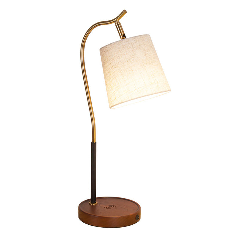 Fassungsförmige Nachttischlampe aus Stoff 1 Glühbirne Einfachheit Tischlicht mit Gooseneck-Arm