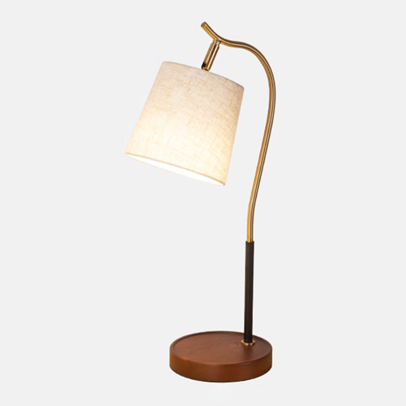 Fassungsförmige Nachttischlampe aus Stoff 1 Glühbirne Einfachheit Tischlicht mit Gooseneck-Arm