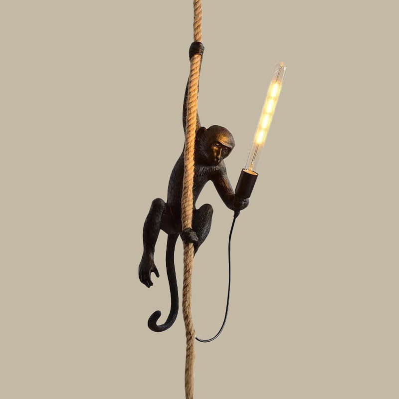 MonkeyLight – Moderne Affen-Deckenleuchte mit Hanfseil für Restaurants