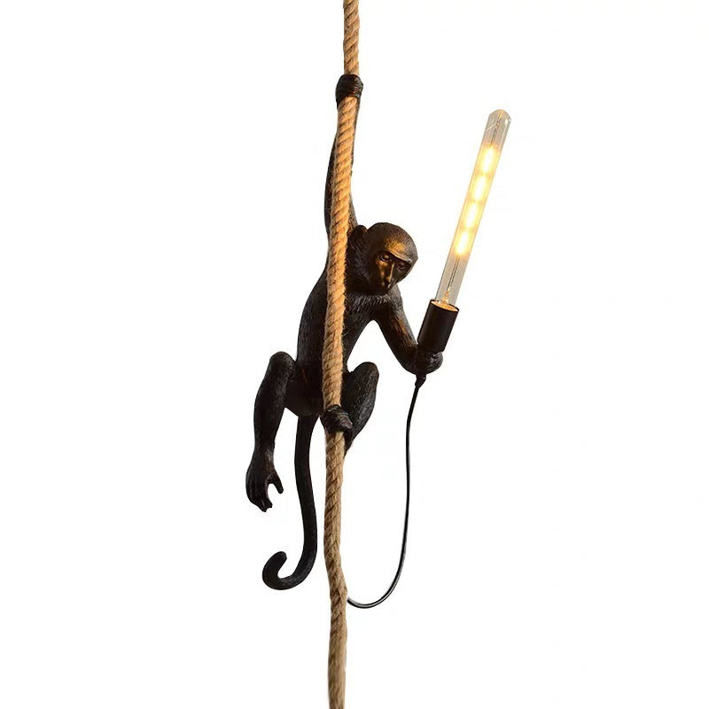 MonkeyLight – Moderne Affen-Deckenleuchte mit Hanfseil für Restaurants