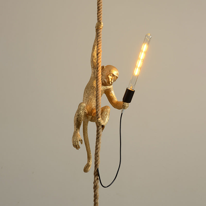MonkeyLight – Moderne Affen-Deckenleuchte mit Hanfseil für Restaurants