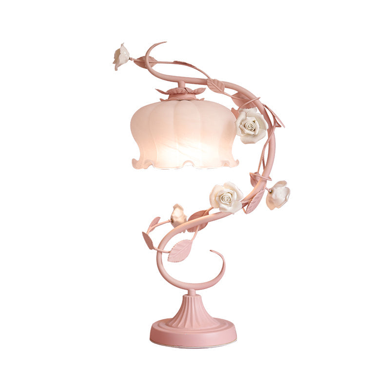Lampe RoseGlo - Elegante und stilvolle Rose Lampe mit Glasschirm, sanfte und romantische Beleuchtung