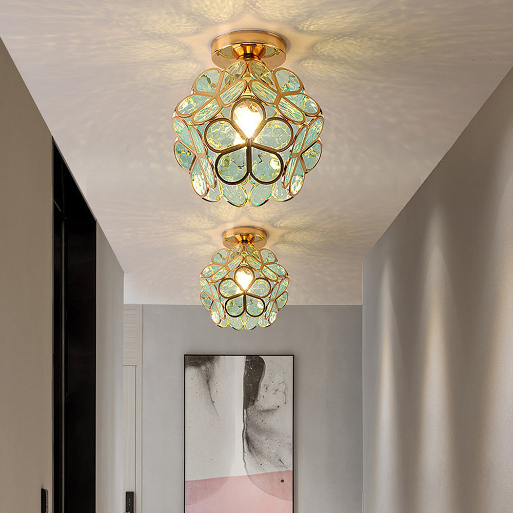 Glas-Deckenleuchte im Blumenstil - Elegante Lampe für den Eingangsbereich