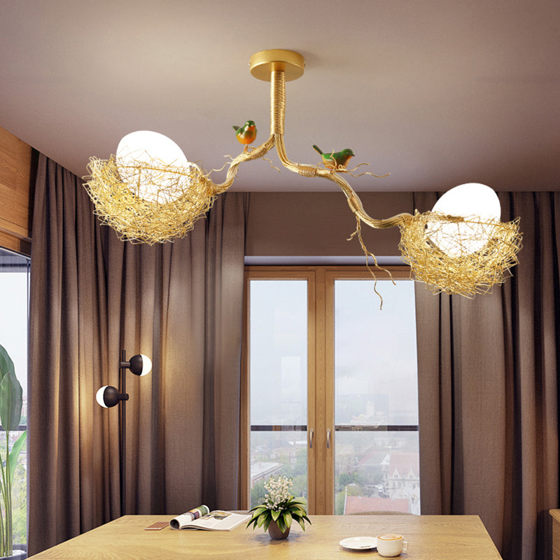 Gold Art Deco Deckenleuchte mit Glaskugel