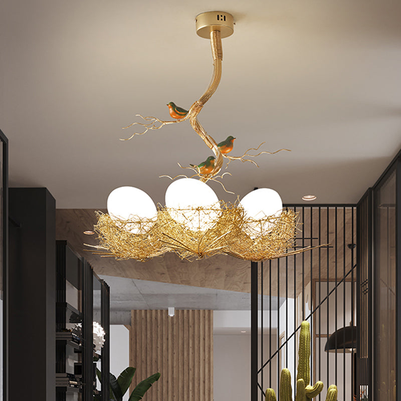 Gold Art Deco Deckenleuchte mit Glaskugel