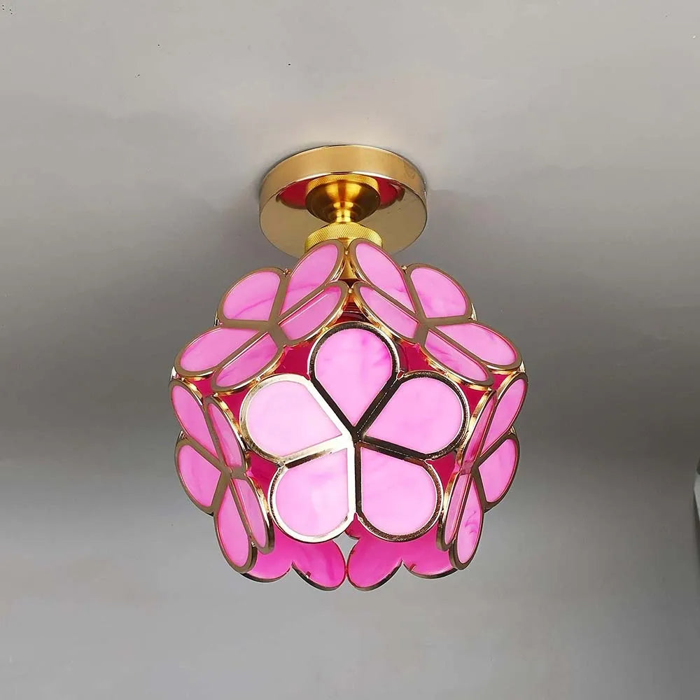Glas-Deckenleuchte im Blumenstil - Elegante Lampe für den Eingangsbereich