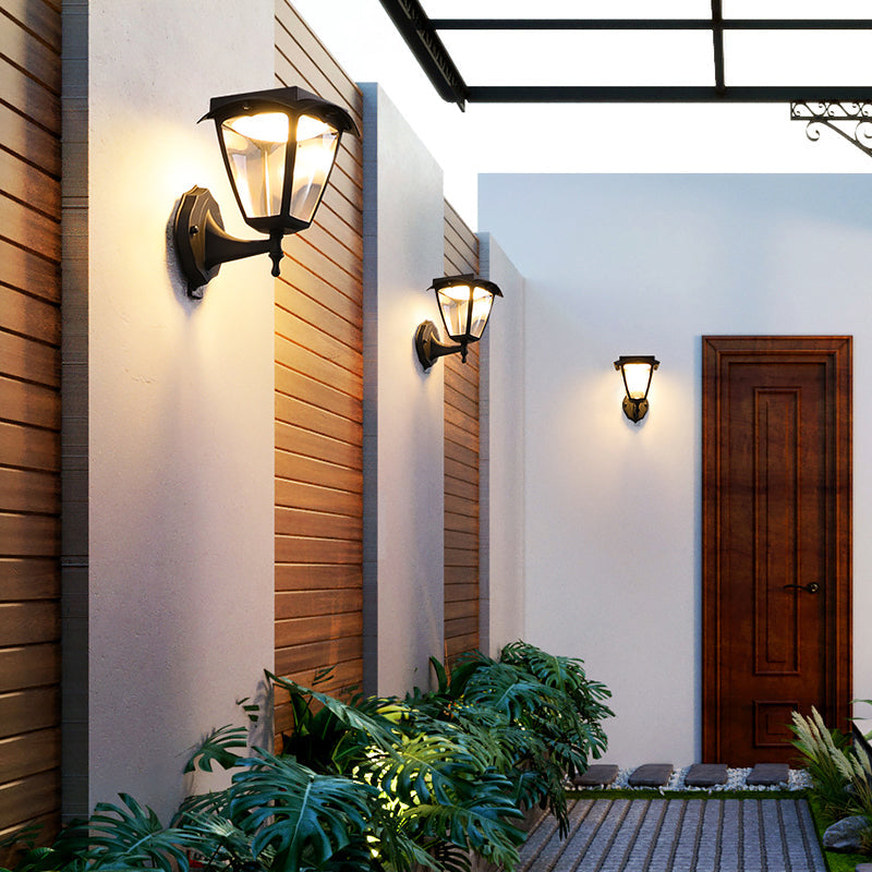 Solar-Wandlampe LED – Trapezförmiges Design aus Kunststoff, Außenbeleuchtung