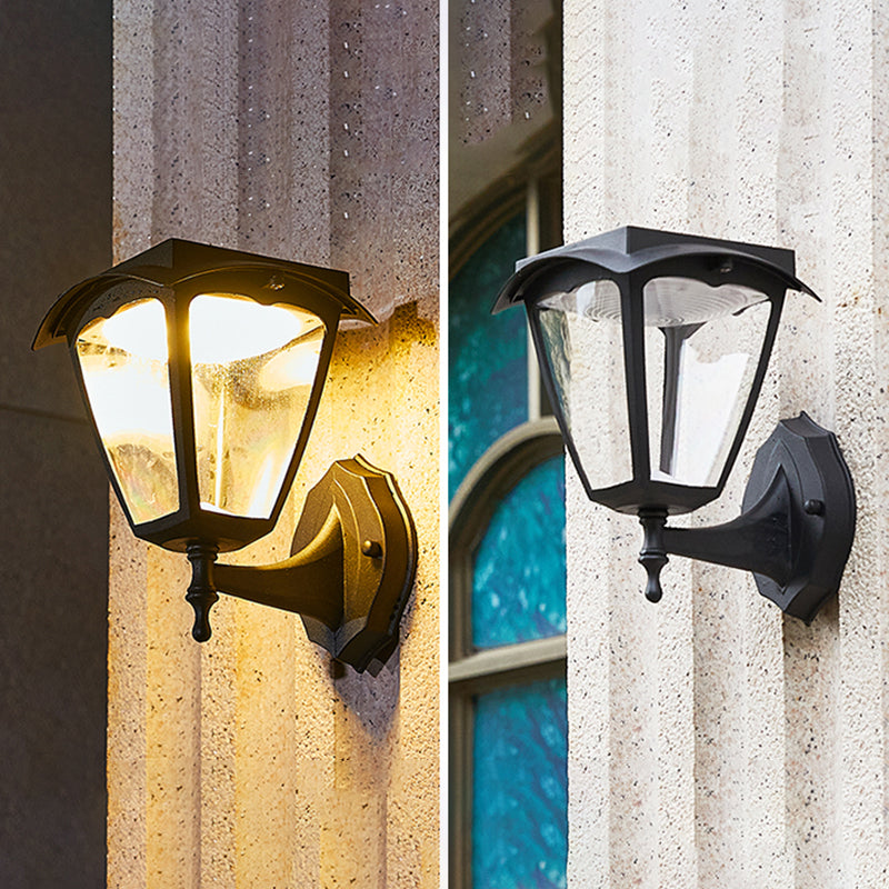 Solar-Wandlampe LED – Trapezförmiges Design aus Kunststoff, Außenbeleuchtung