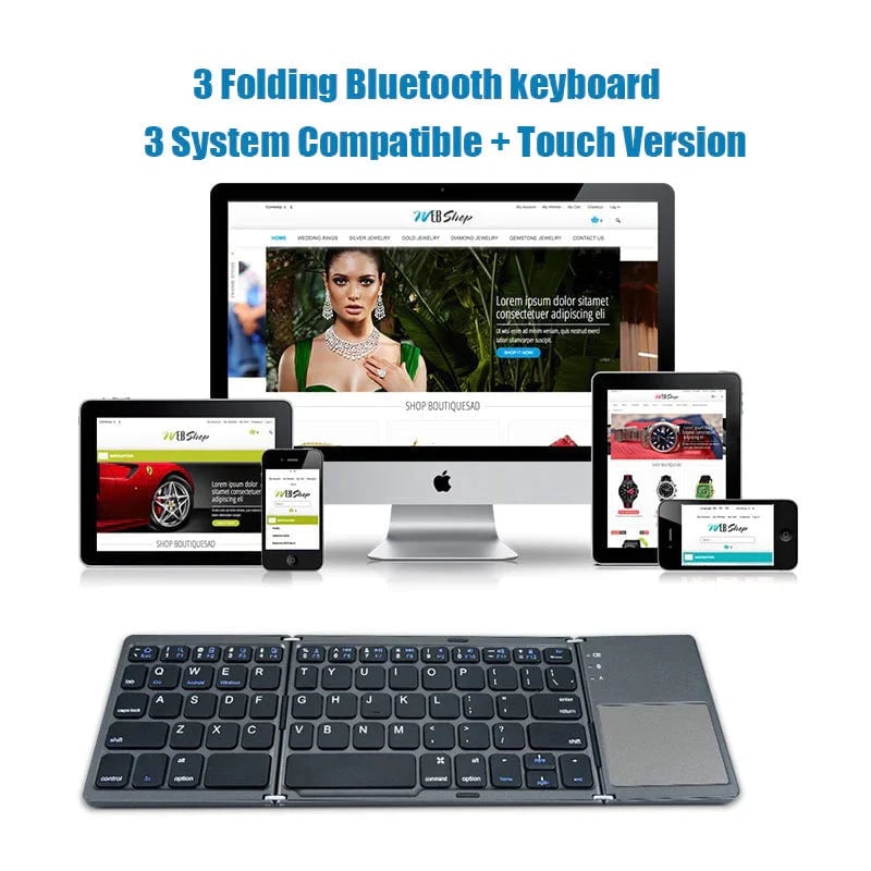 Faltbare Bluetooth-Tastatur mit Touchpad | FoldKeyPro