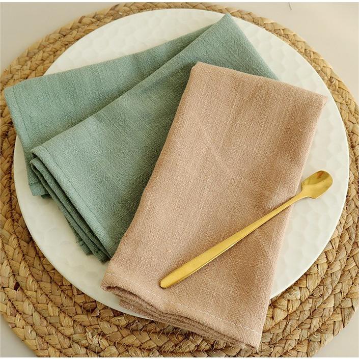 Minimalistische Schlichte Farb Baumwoll-Leinen Servietten - Set von 4